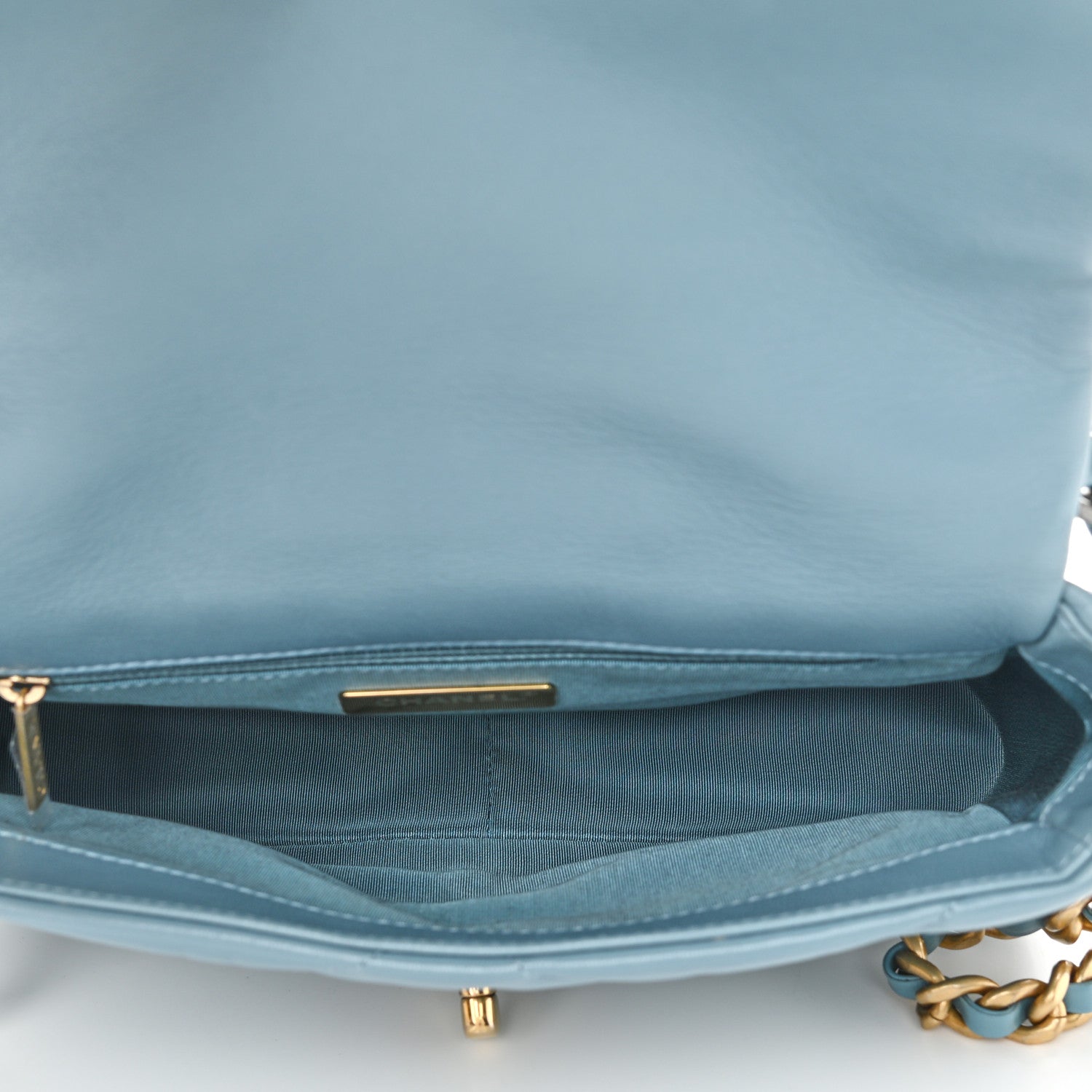 Chanel Goatskin Quilted Medium Chanel 19 Flap Light Blue 4 of 10
