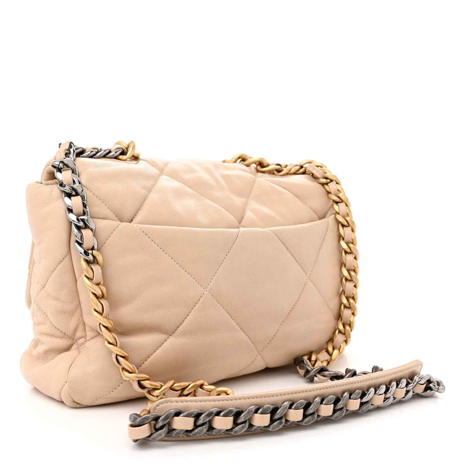 Chanel Lambskin Quilted Large Chanel 19 Flap Beige 3 of 17