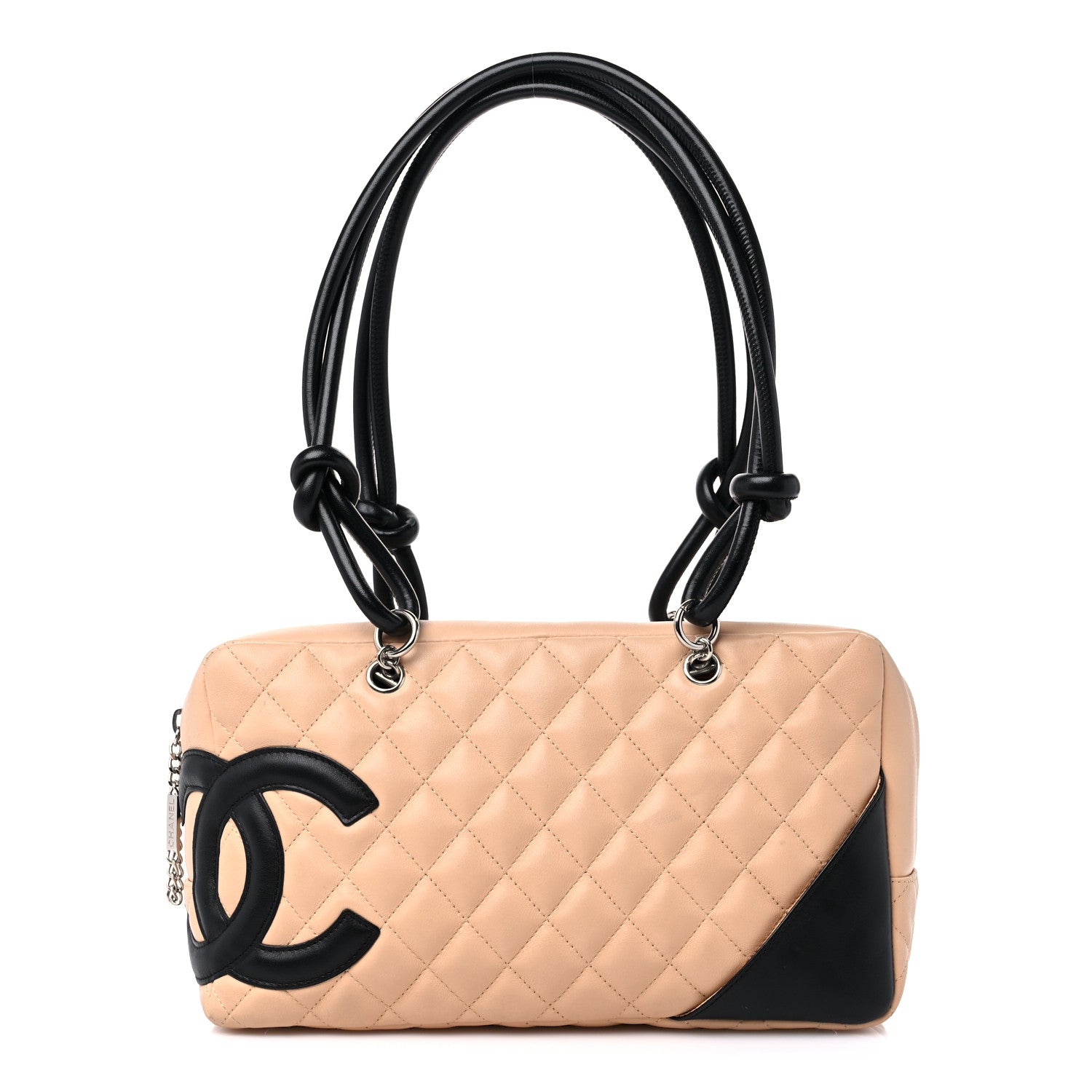 Chanel Calfskin Quilted Large Cambon Bowler Beige Black 1 of 14