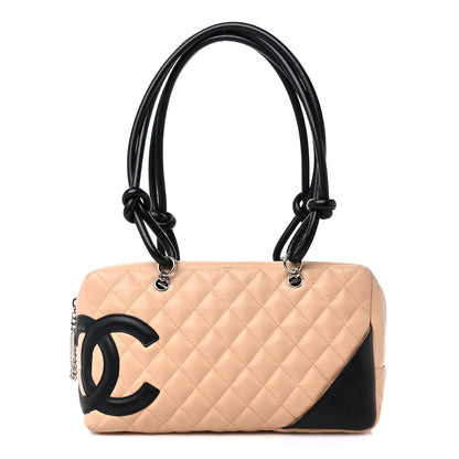 Chanel Calfskin Quilted Large Cambon Bowler Beige Black 1 of 14