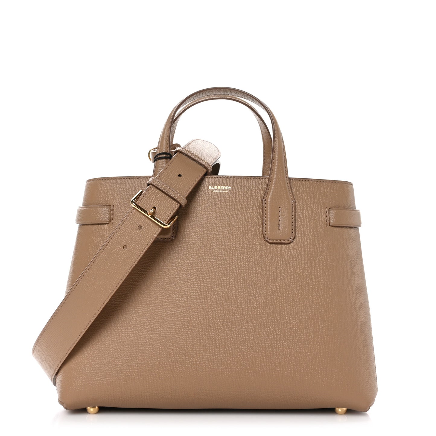 Grainy Calfskin House Check Medium Banner Tote Camel