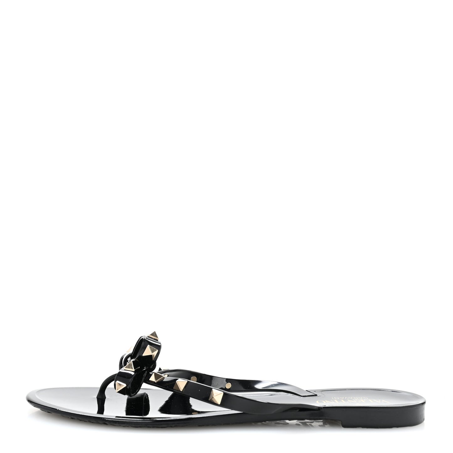 PVC Jelly Rockstud Bow Thong Sandals 41 Black
