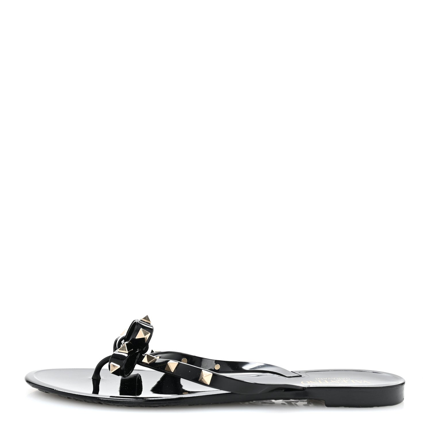 Valentino Garavani PVC Jelly Rockstud Bow Thong Sandals 41 Black 1 of 9