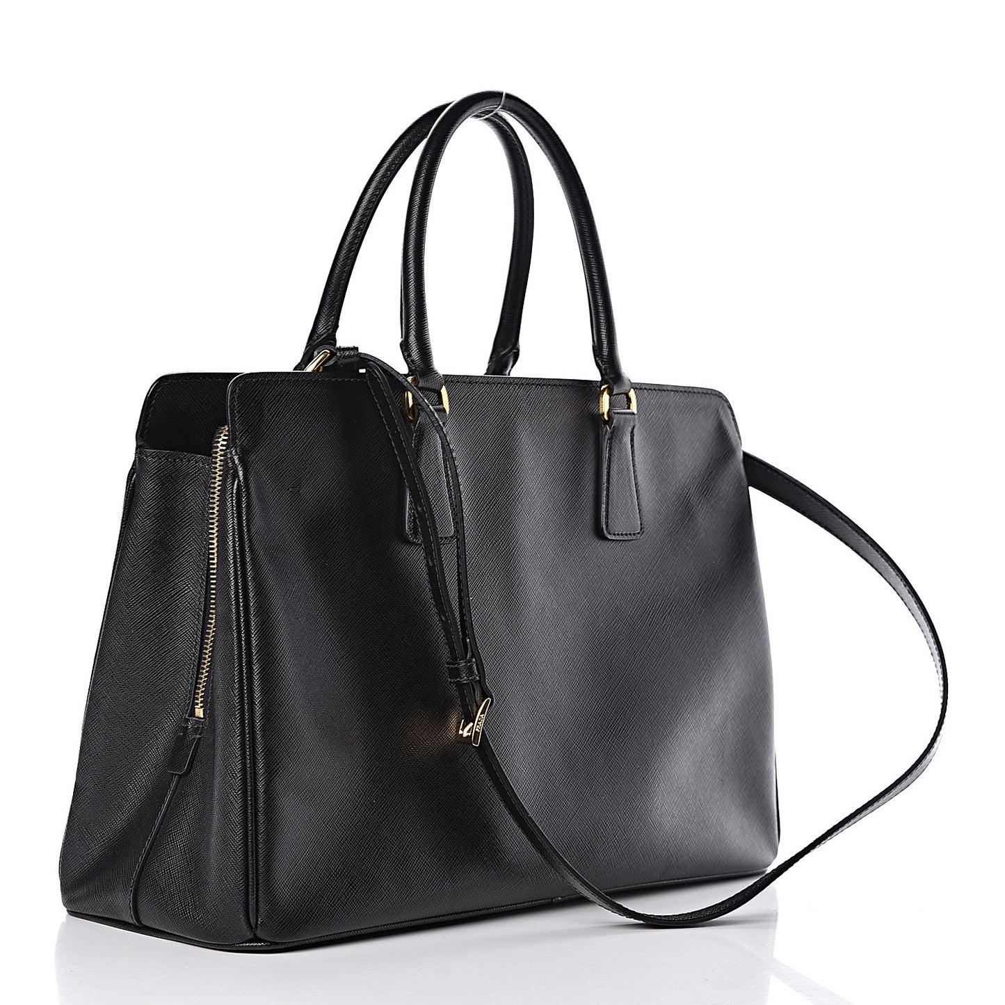Saffiano Lux Large Top Handle Open Tote Black