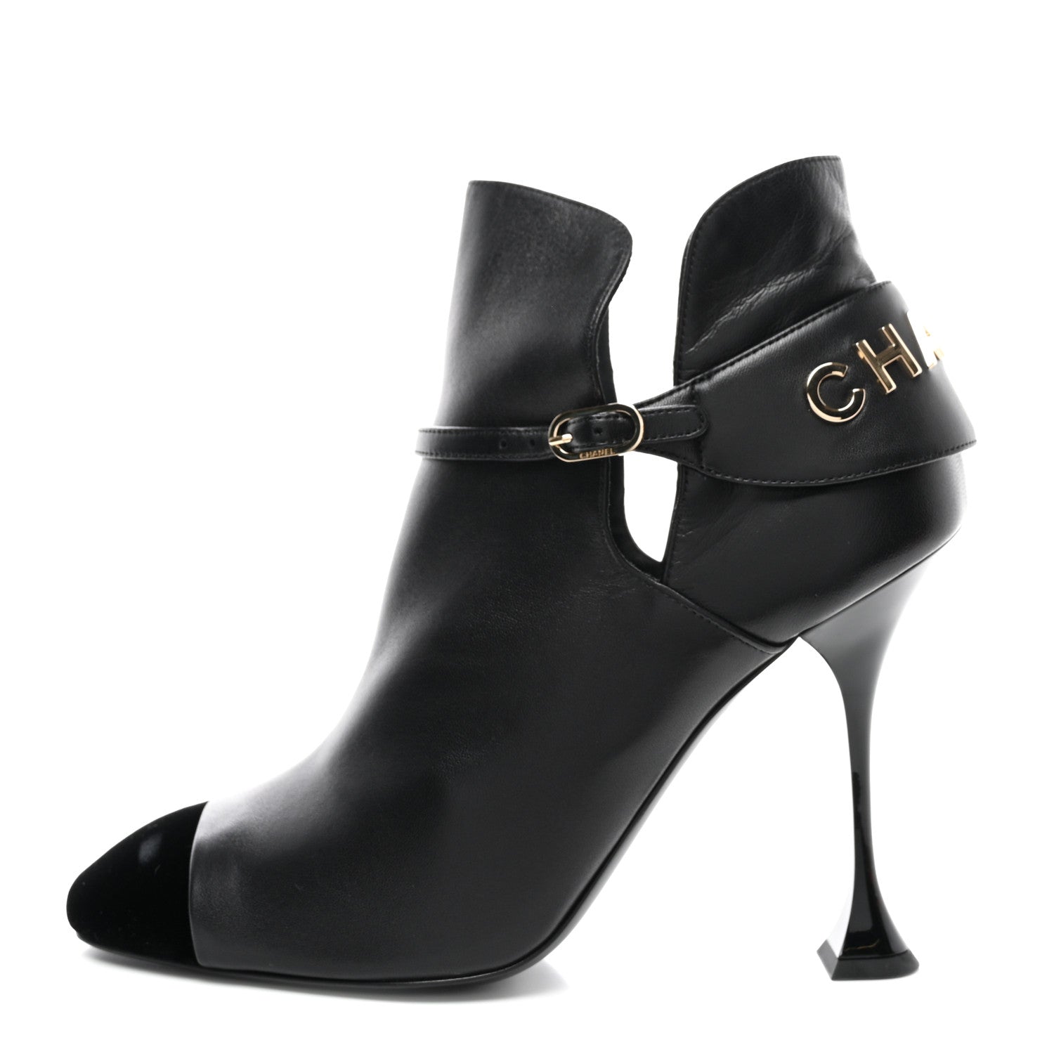 Chanel Lambskin Velvet Cap Toe Ankle Boots 41 Black 1 of 10