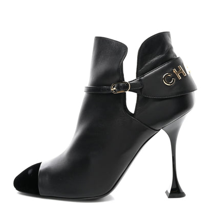 Chanel Lambskin Velvet Cap Toe Ankle Boots 41 Black 1 of 10
