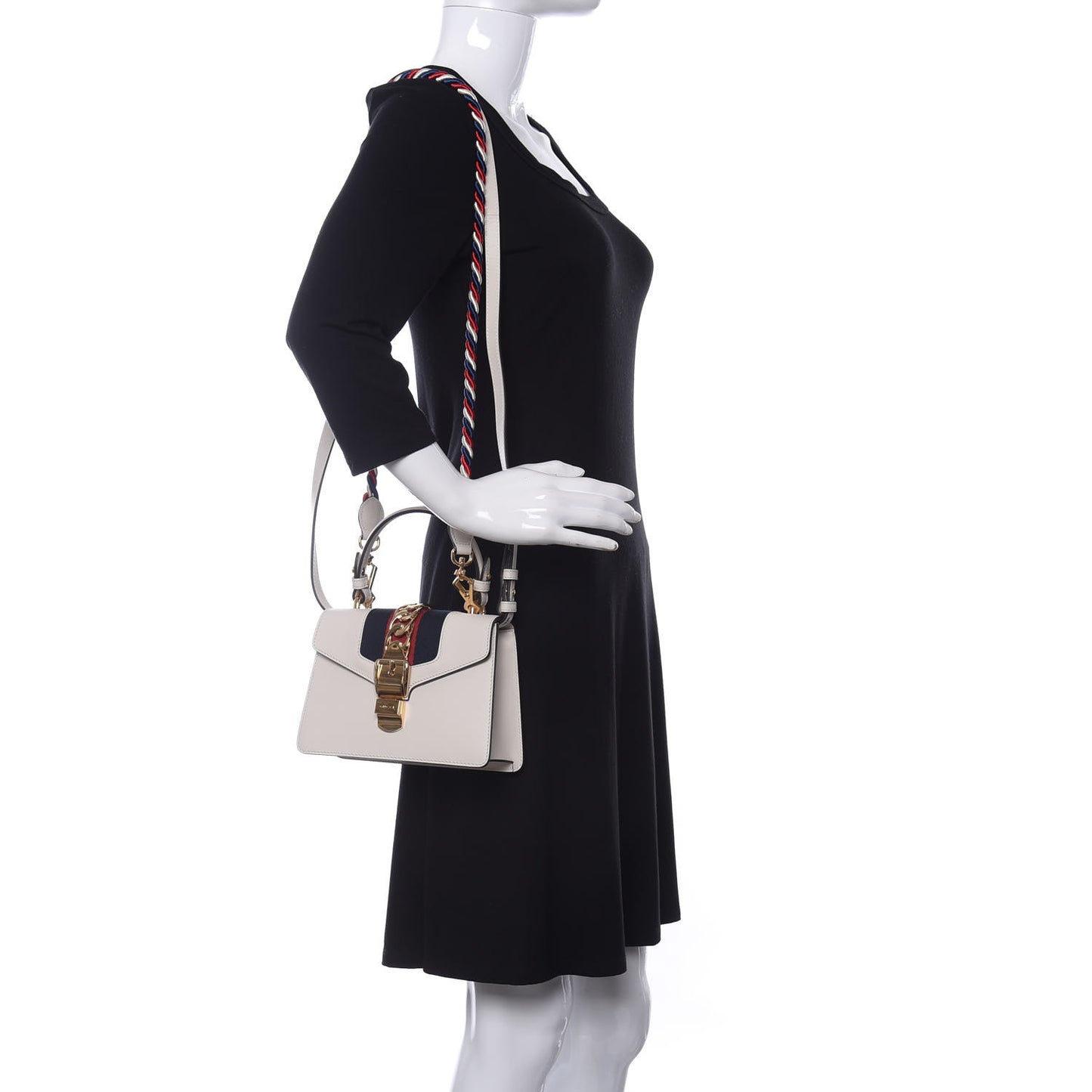 Calfskin Mini Sylvie Top Handle Bag White