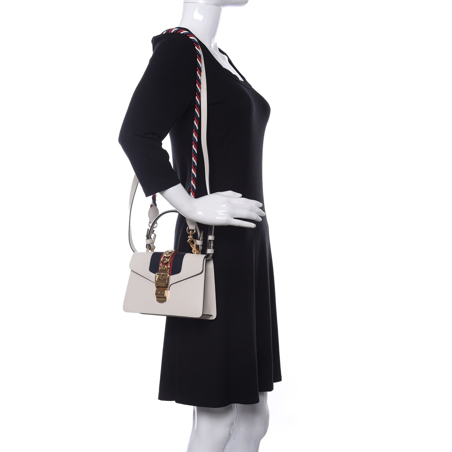 Gucci Calfskin Mini Sylvie Top Handle Bag White 2 of 11