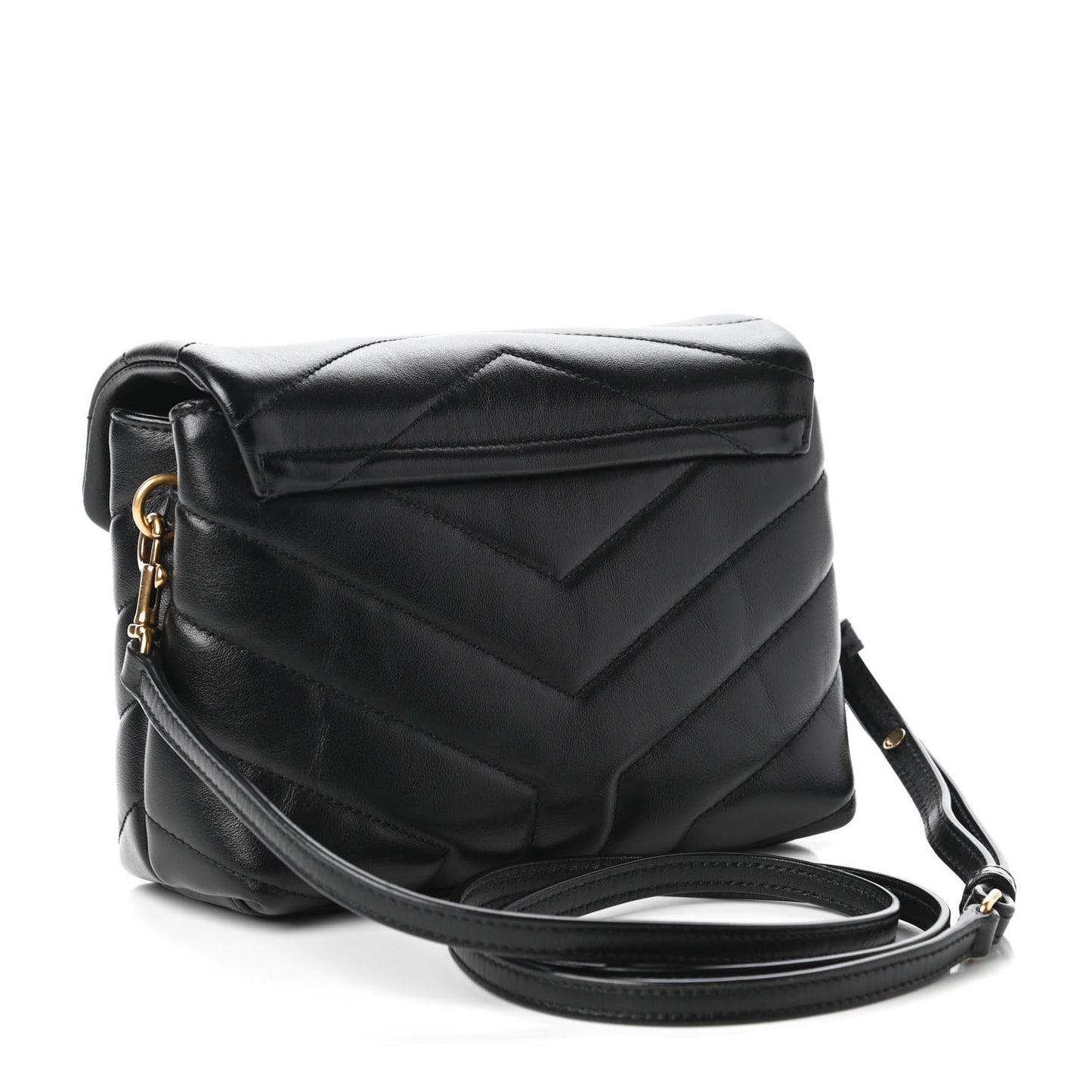 Calfskin Y Quilted Monogram Toy Loulou Crossbody Bag Black