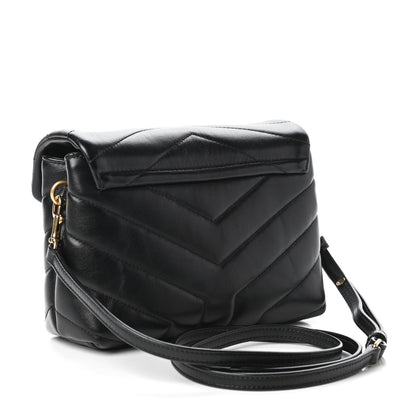 Saint Laurent Calfskin Y Quilted Monogram Toy Loulou Crossbody Bag Black 3 of 10