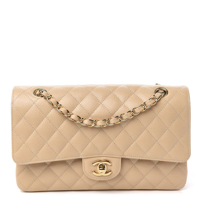 Chanel Caviar Quilted Medium Double Flap Light Beige 1 of 10