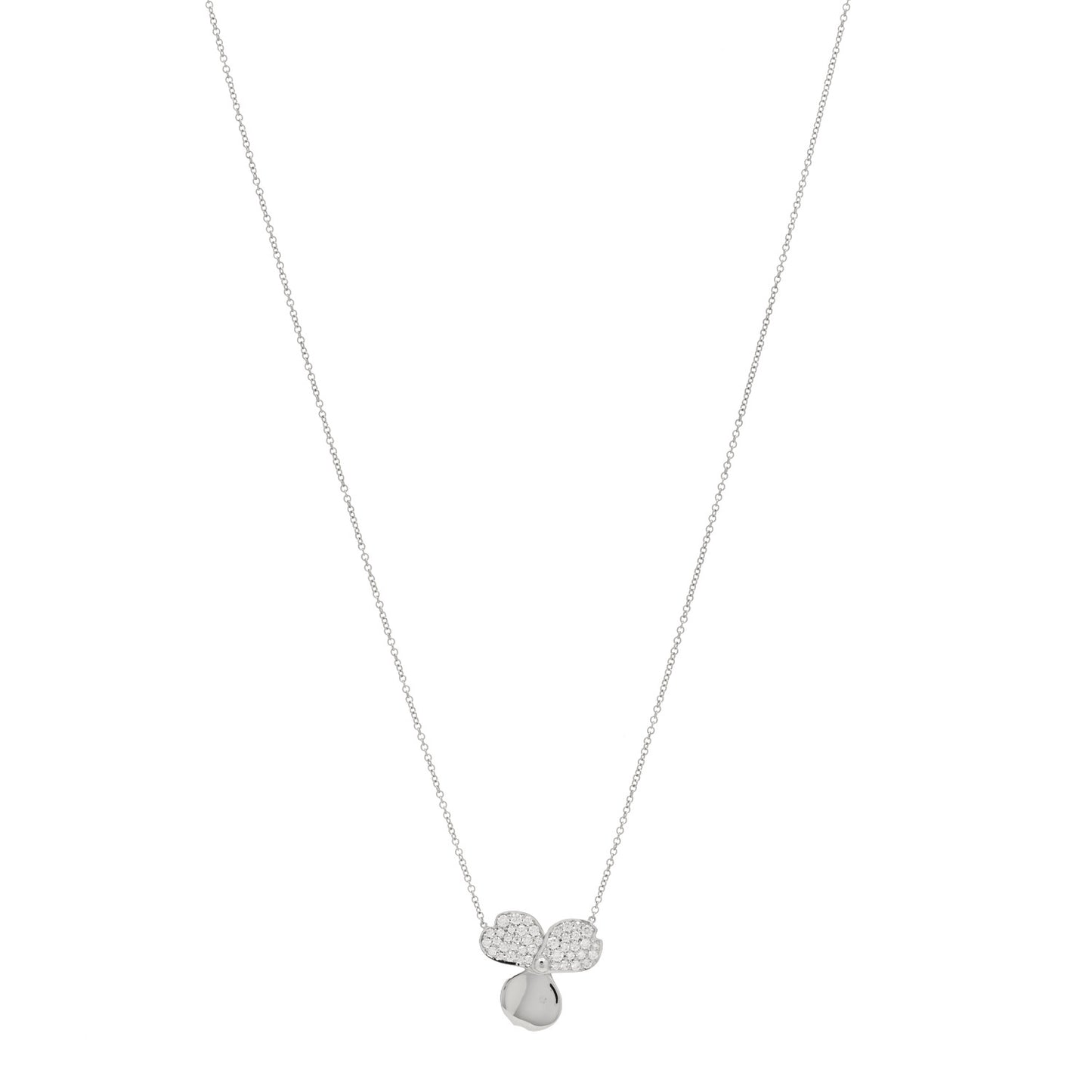 Platinum Diamond Paper Flowers Pendant Necklace