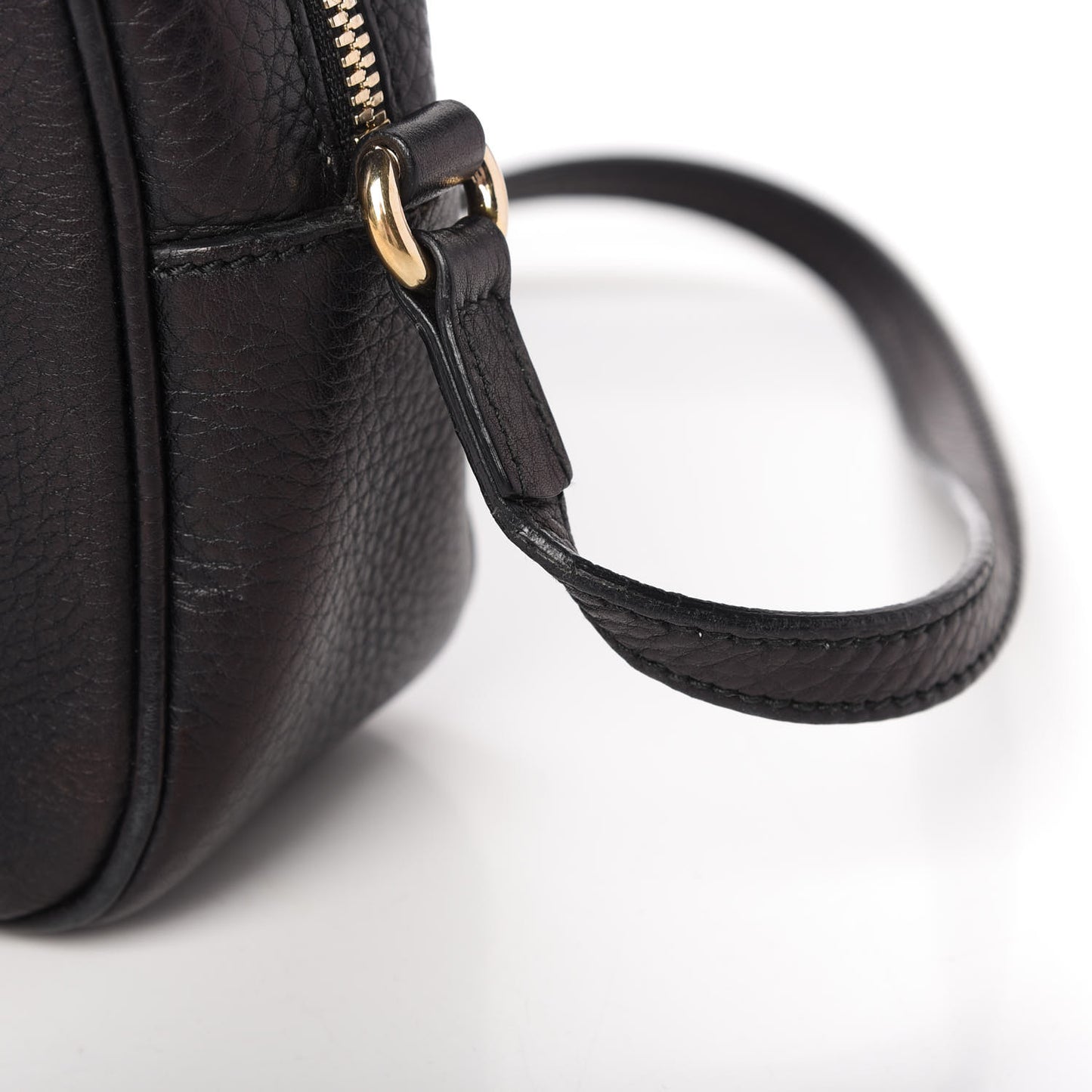 Pebbled Calfskin Small Soho Disco Bag Black