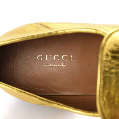 Gucci Metallic Malaga Kid Horsebit Loafer Pumps 37 Gold 9 of 11
