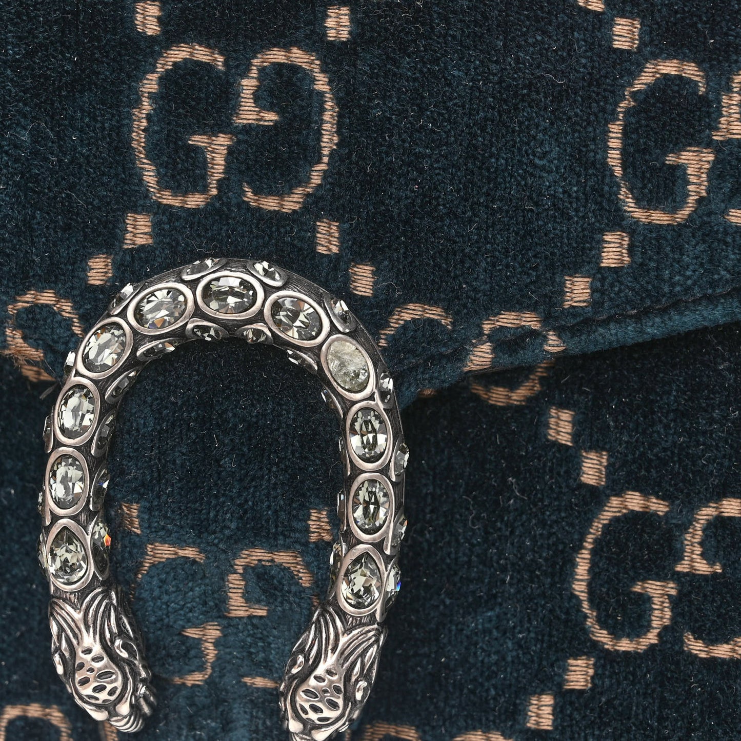 Velvet GG Monogram Mini Dionysus Chain Wallet Blue Beige Black