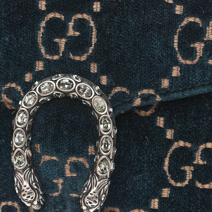 Gucci Velvet GG Monogram Mini Dionysus Chain Wallet Blue Beige Black 8 of 8