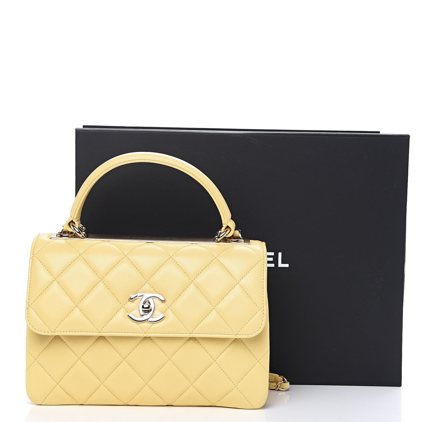 Lambskin Quilted Small Trendy CC Flap Dual Handle Bag Yellow
