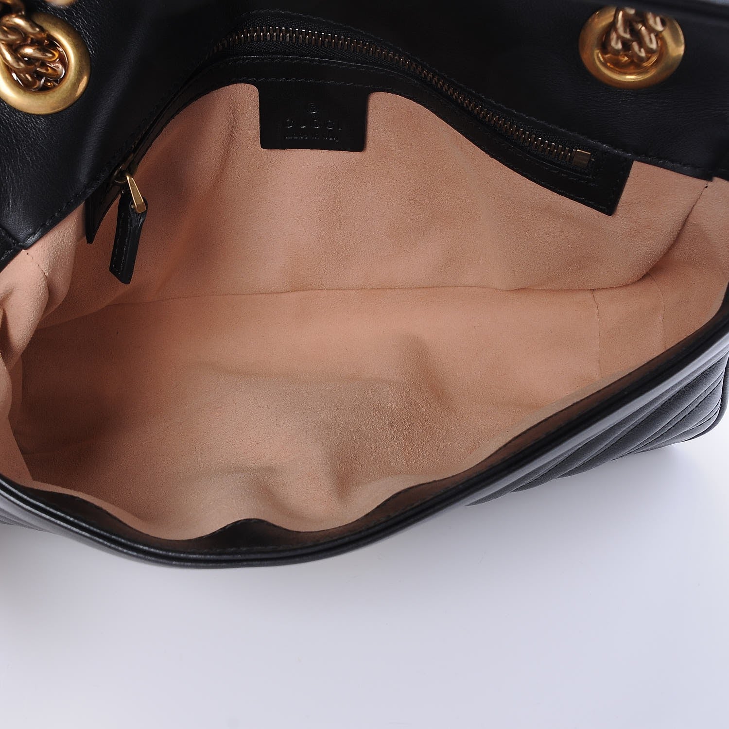 Gucci Calfskin Matelasse Small GG Marmont Shoulder Bag Black 6 of 8