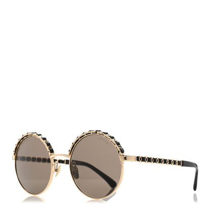 Chanel Metal Calfskin Round Chain Sunglasses 4265-Q Black 1 of 9