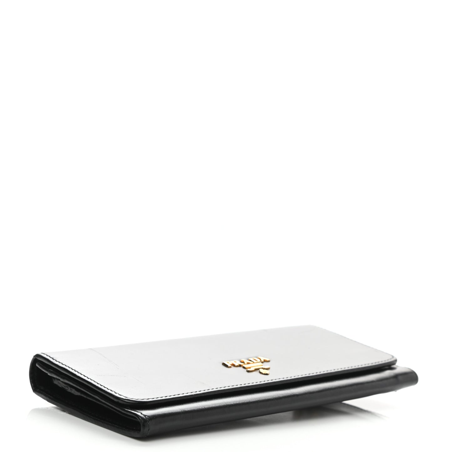 City Calf Metal Continental Flap Wallet Black