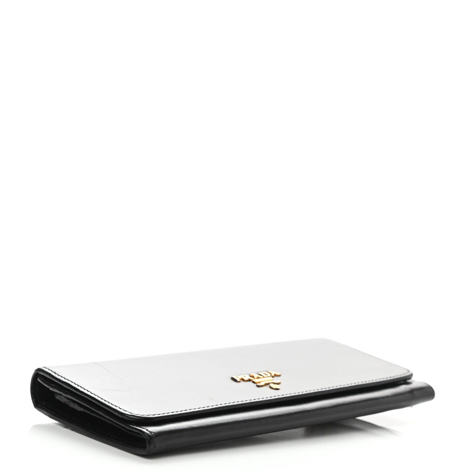 Prada City Calf Metal Continental Flap Wallet Black 4 of 12