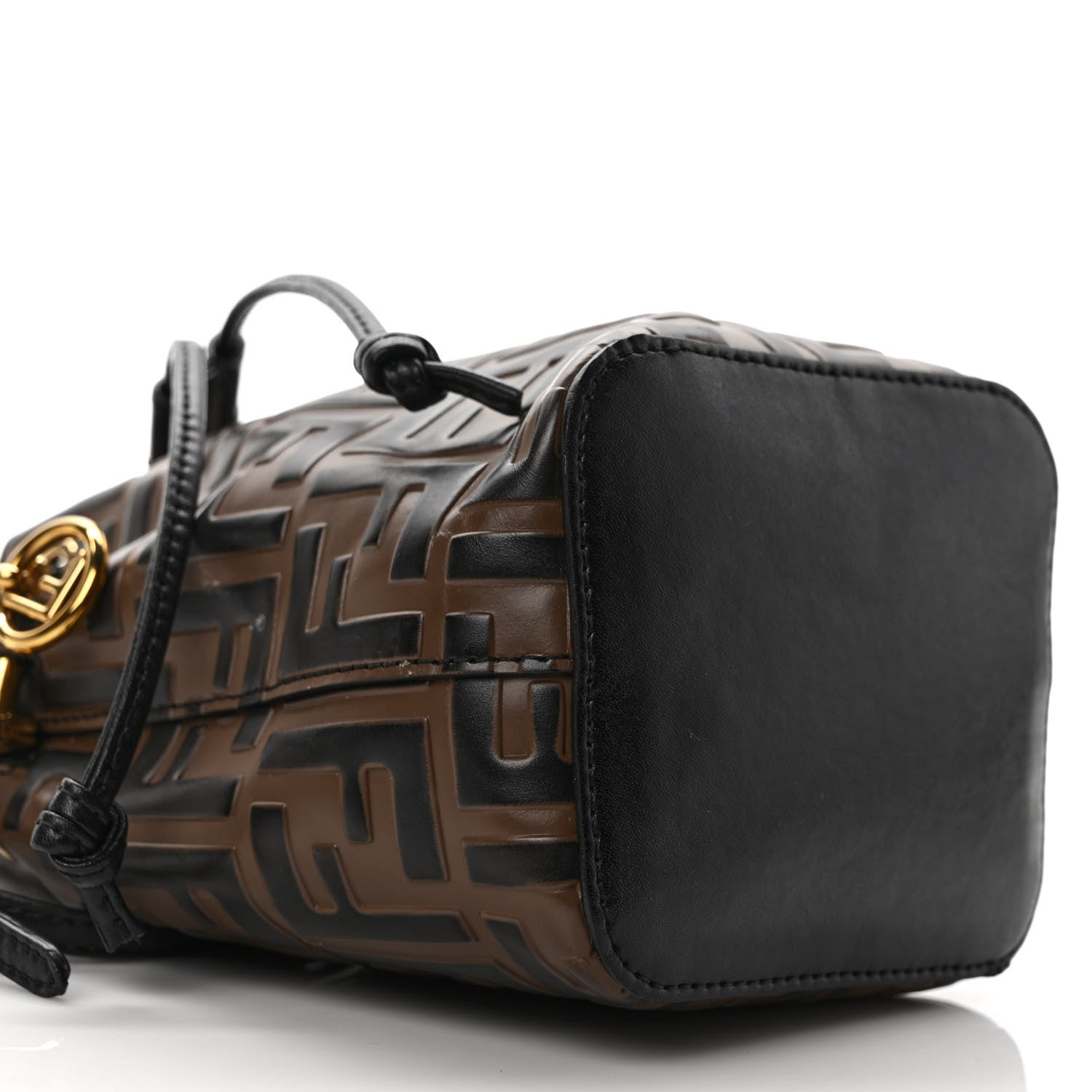 Fendi Vitello Liberty F is Fendi Bi-Color FF 1974 Embossed Mini Mon Tresor Bucket Bag Maya Black 10 of 13