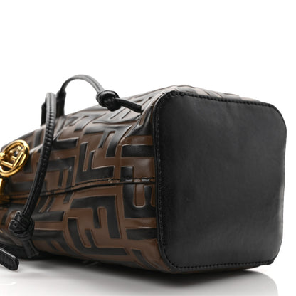 Fendi Vitello Liberty F is Fendi Bi-Color FF 1974 Embossed Mini Mon Tresor Bucket Bag Maya Black 10 of 13