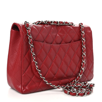 Chanel Caviar Quilted Jumbo Single Flap Red 3 of 12