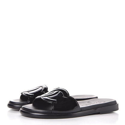 Chanel Patent Calfskin CC Slip On Mules 35 Black 3 of 9