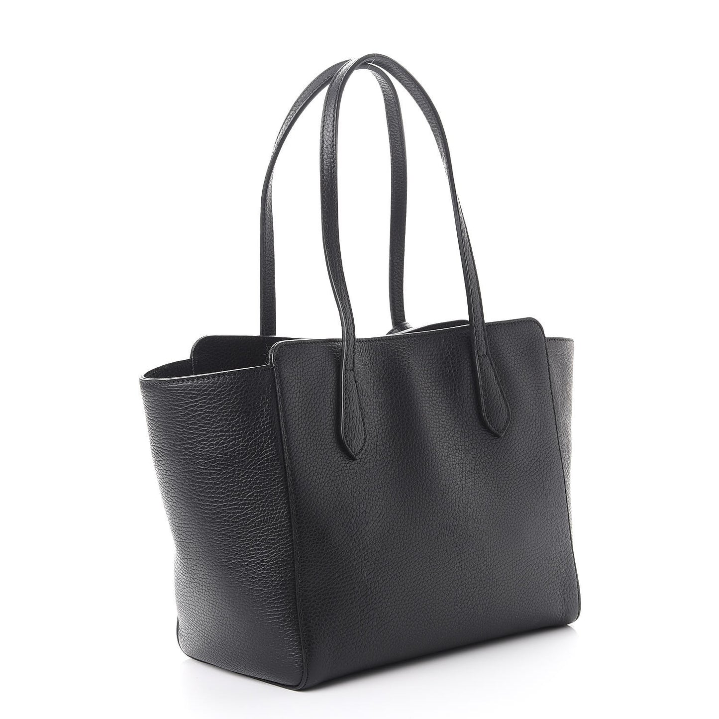 Pebbled Calfskin Small Swing Tote Black