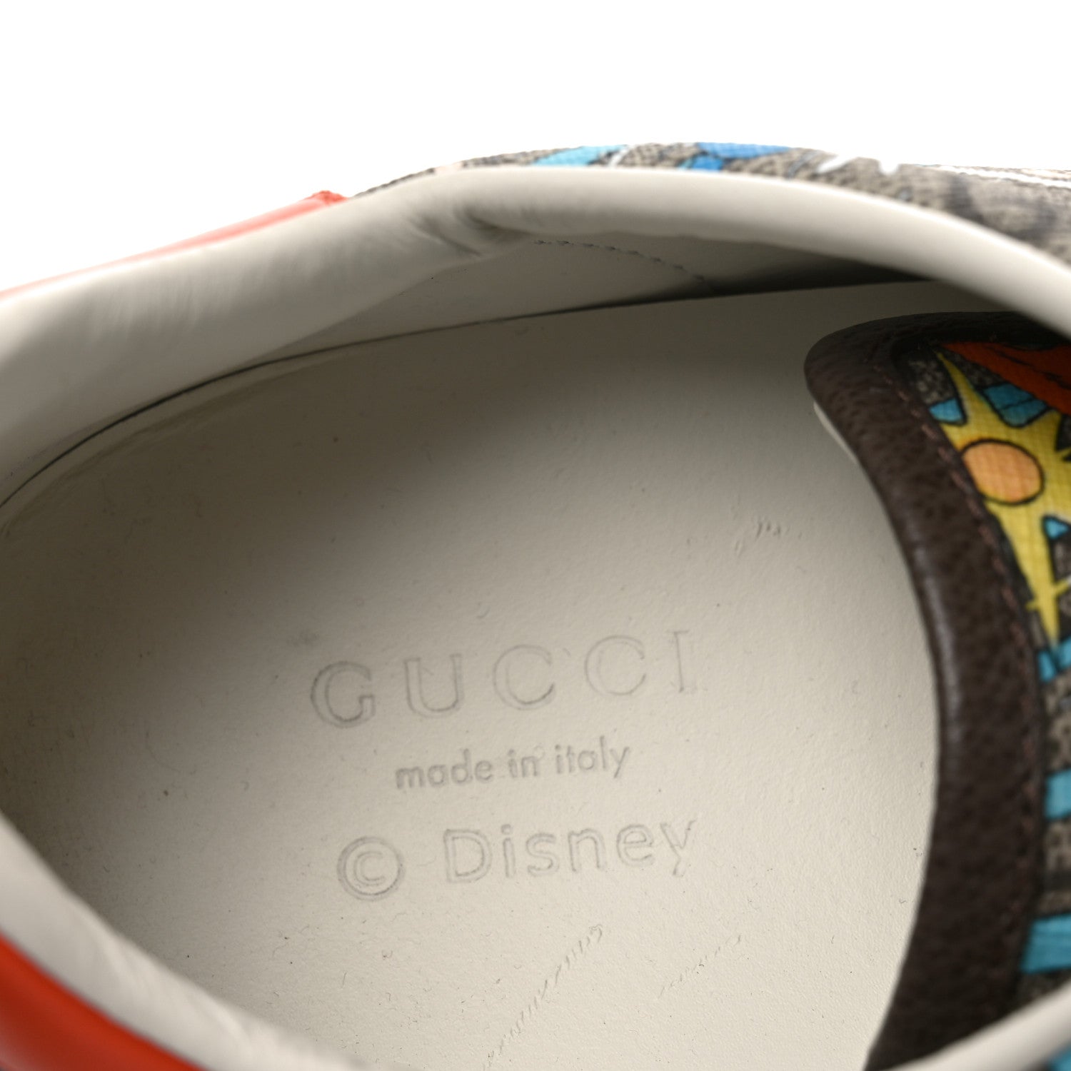 Gucci X DISNEY GG Supreme Monogram Web Donald Duck Womens Ace Sneakers 36.5 Beige New Acero Orange 8 of 11