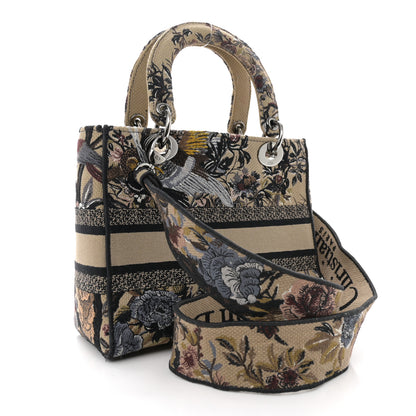 Christian Dior Canvas Embroidered Jardin D'Hiver Medium Lady D-Lite Beige Multicolor 2 of 13