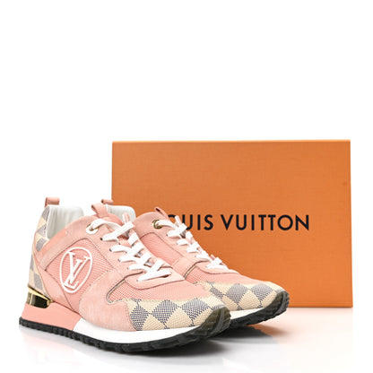 Louis Vuitton Suede Damier Azur Run Away Sneakers 38 Pink 7 of 7