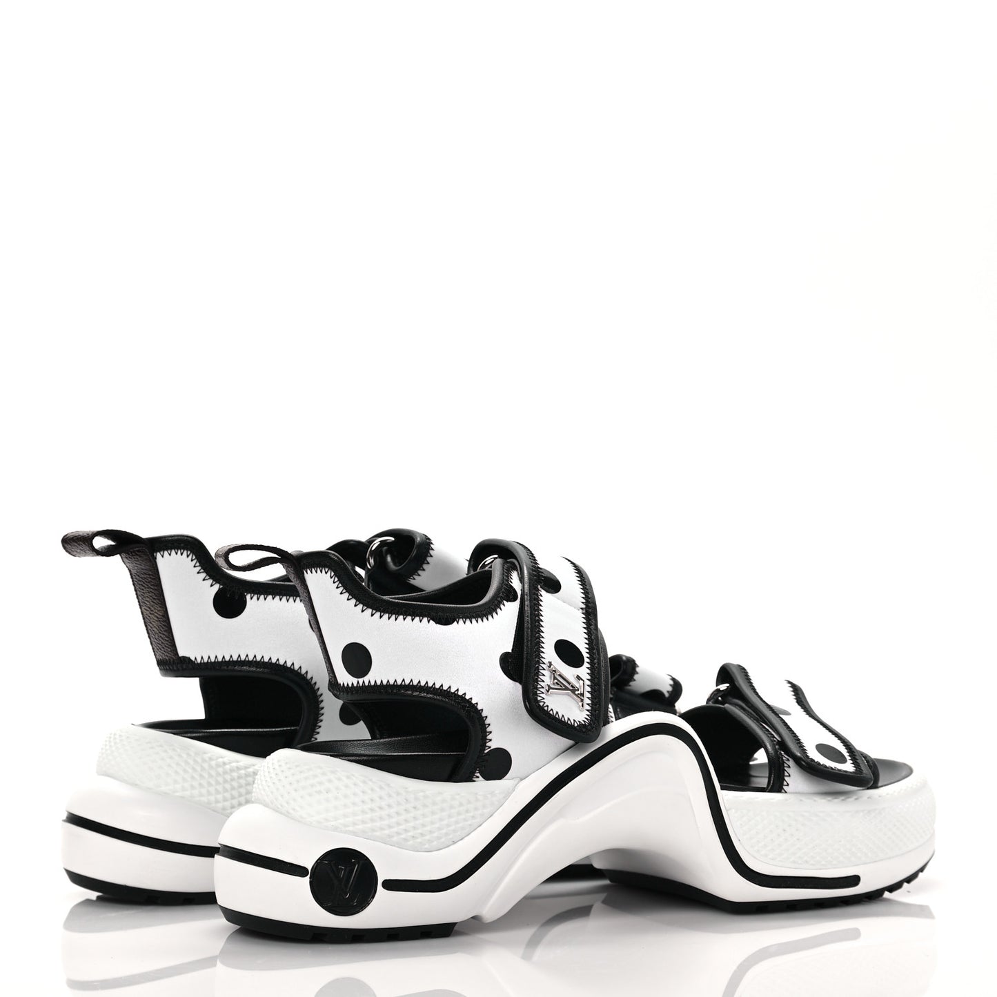 Satin Printed Polka Dot LV Archlight Sandal 40 Black White