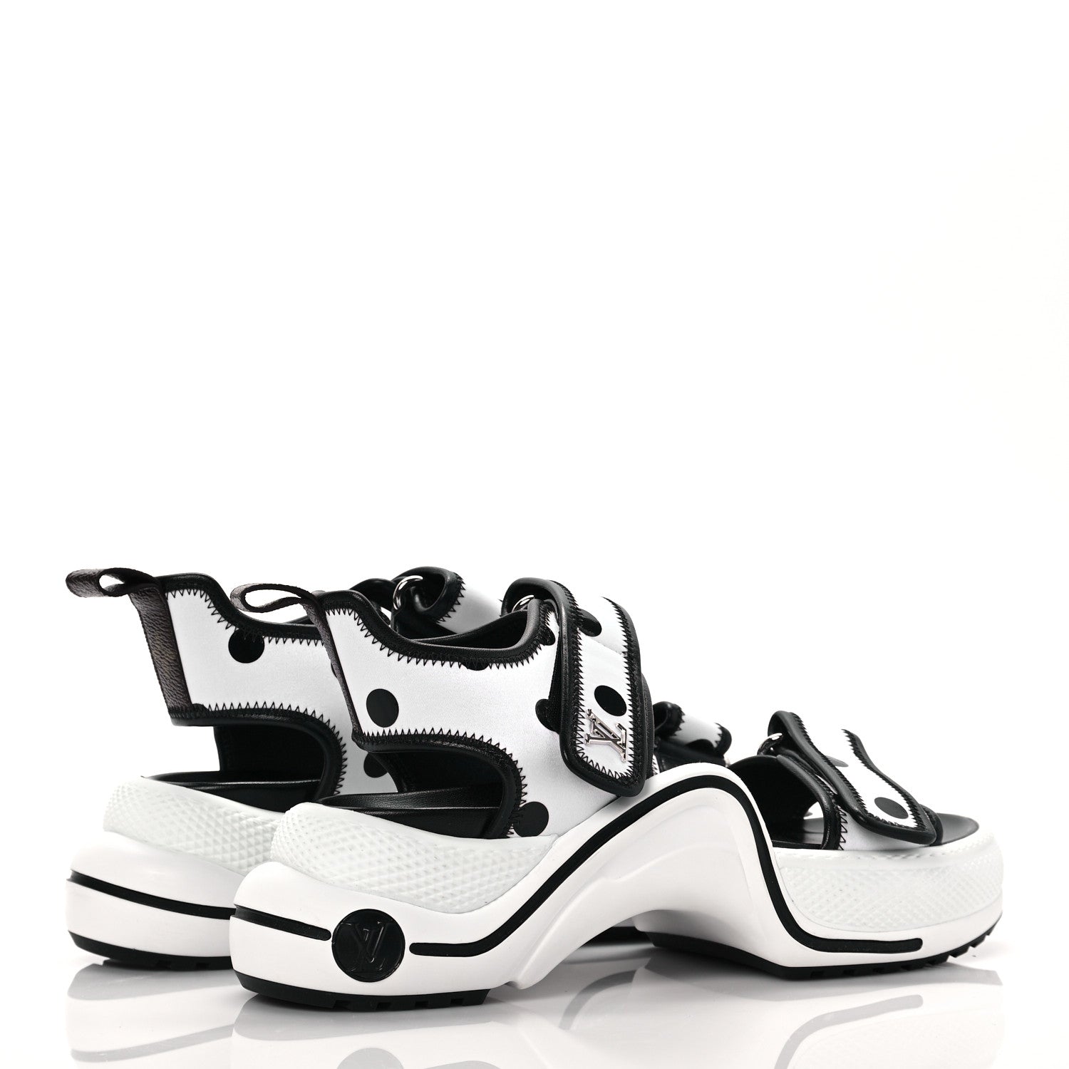 Louis Vuitton Satin Printed Polka Dot LV Archlight Sandal 40 Black White 4 of 7