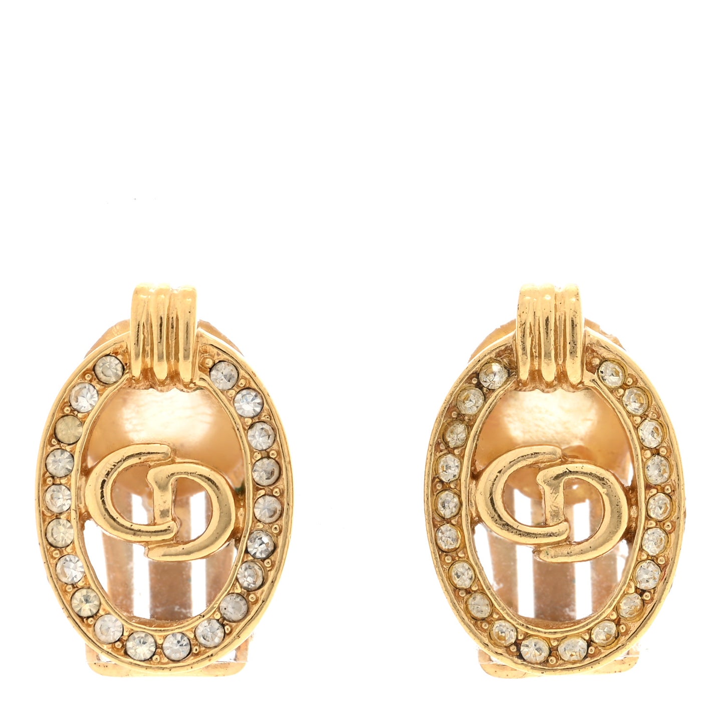 Crystal Clip On Earrings Gold