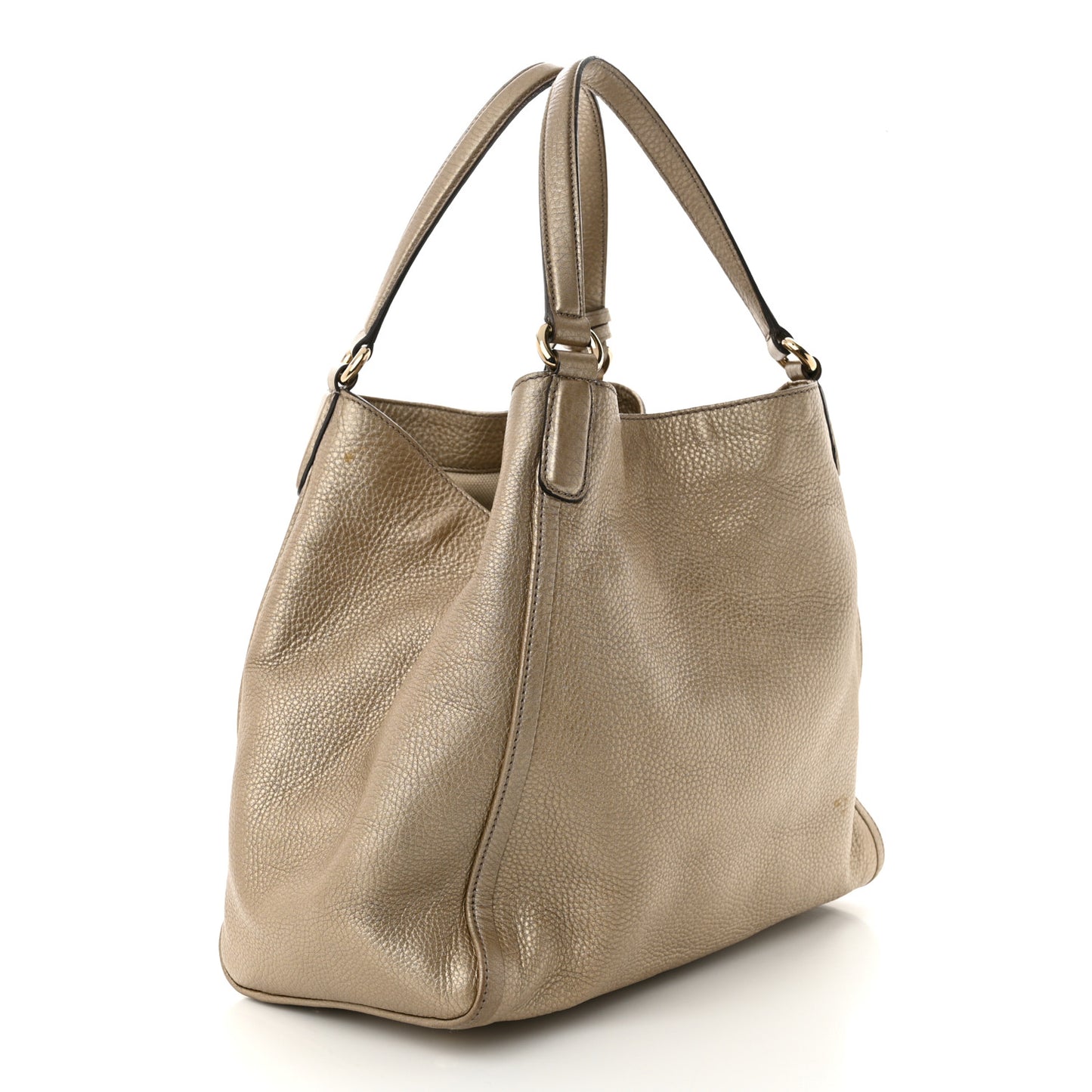 Metallic Pebbled Calfskin Medium Soho Shoulder Bag Gold