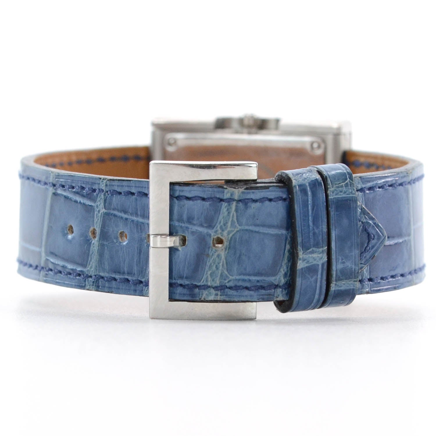 Hermes Stainless Steel Alligator 22mm Belt Quartz Watch Blue Jean 4 of 7