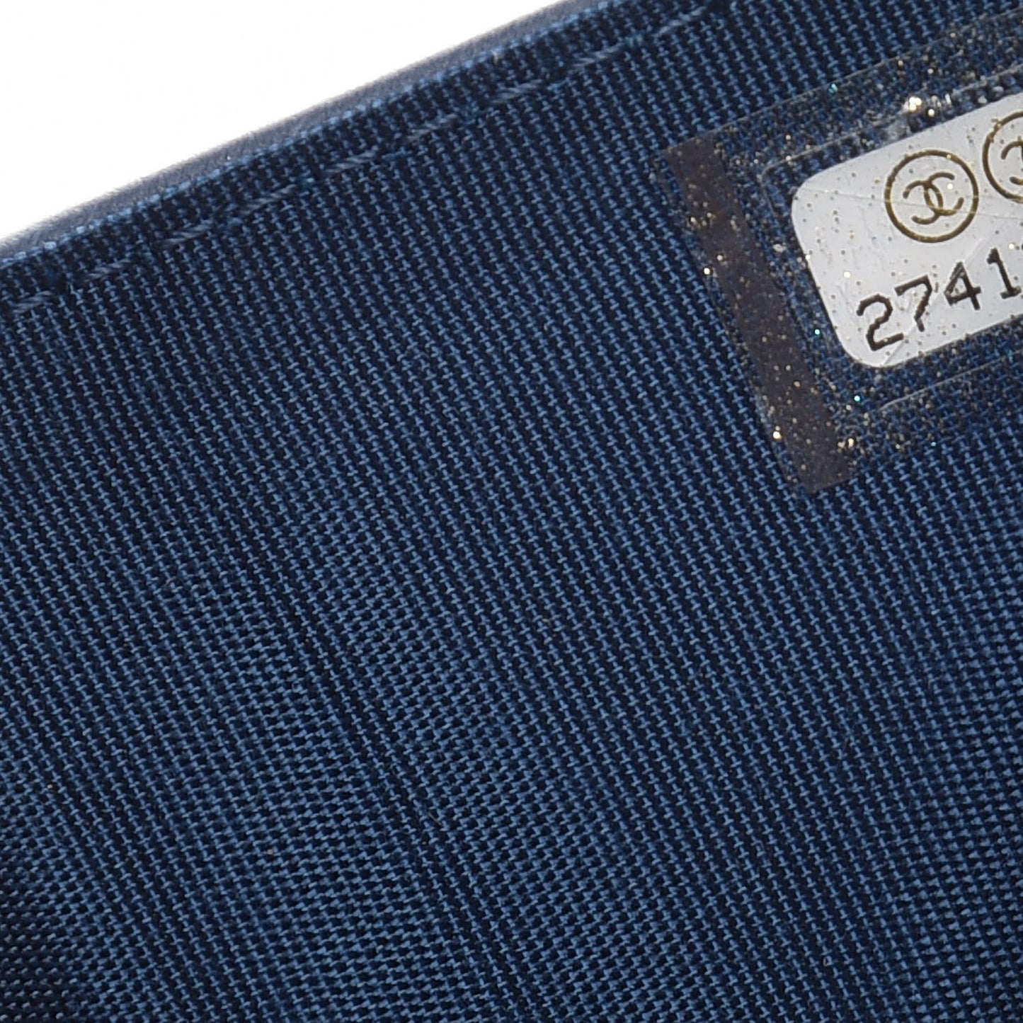 Denim Quilted Small Camellia Flap Wallet Blue