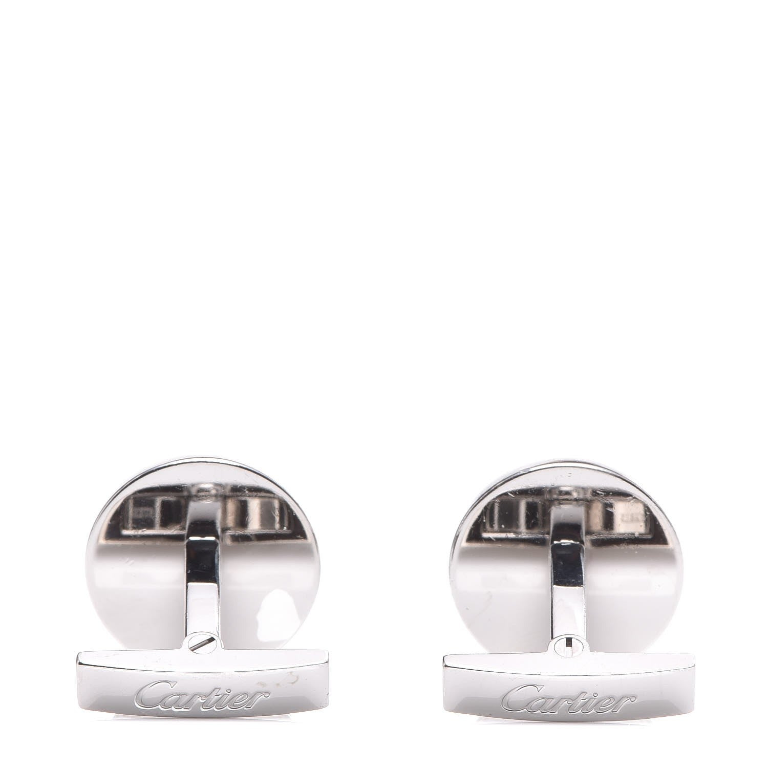 Cartier Sterling Silver Palladium Finish Double C Logo Decor Cufflinks in Black 3 of 5