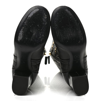 Chanel Lambskin Patent Calfskin Chained High Boots 39 Black 5 of 8