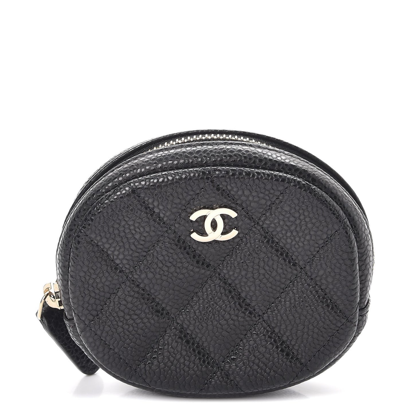Caviar Quilted Zip Around Classic Coin Purse Black
