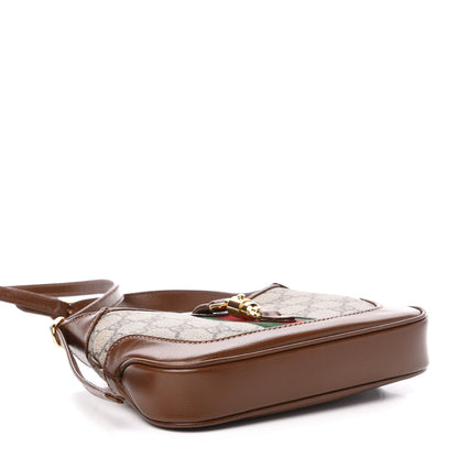 Gucci GG Supreme Monogram Azalea Calfskin Web Mini Jackie 1961 Hobo Beige Ebony Brown Sugar 4 of 11