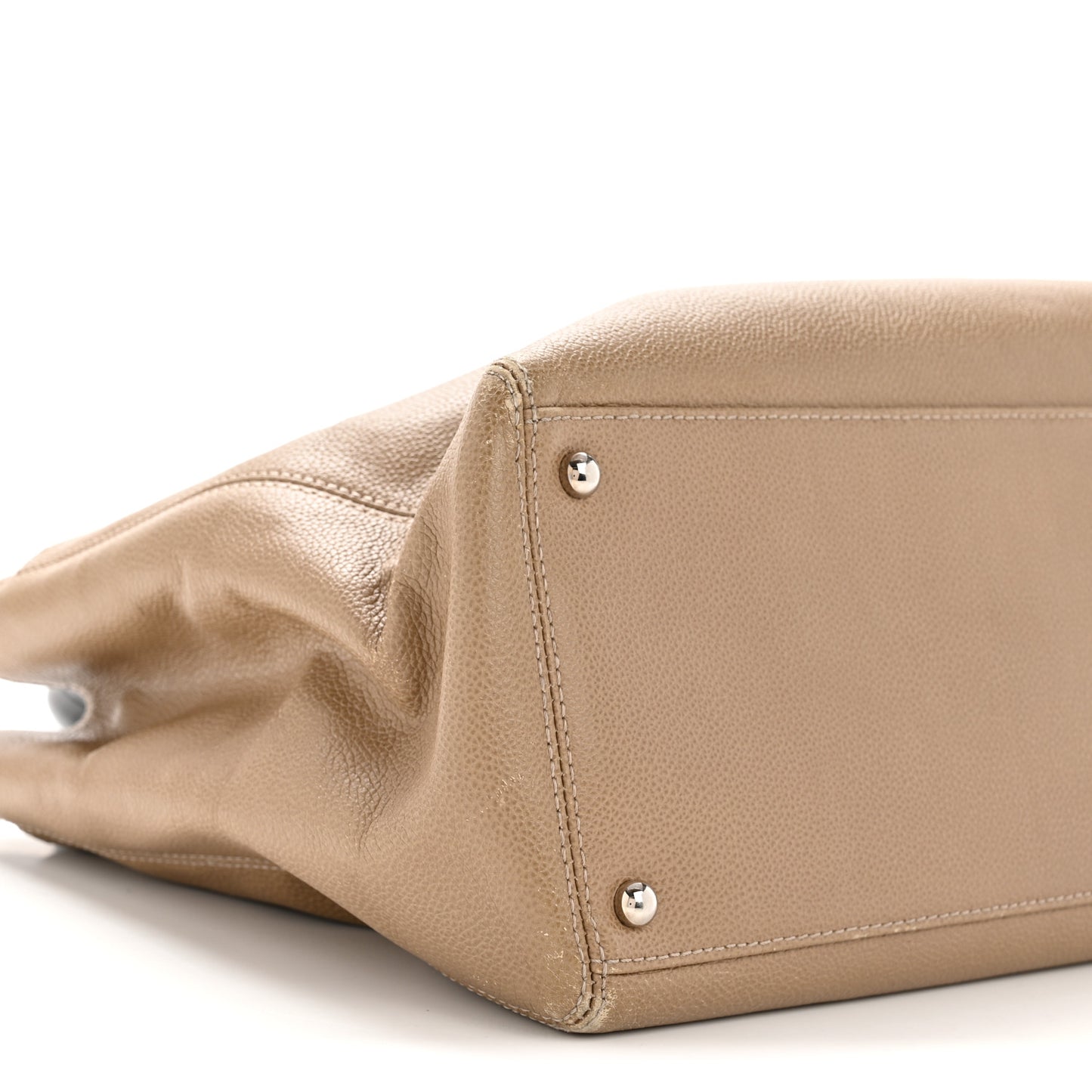 Calfskin Cerf Executive Shopper Tote Beige Black
