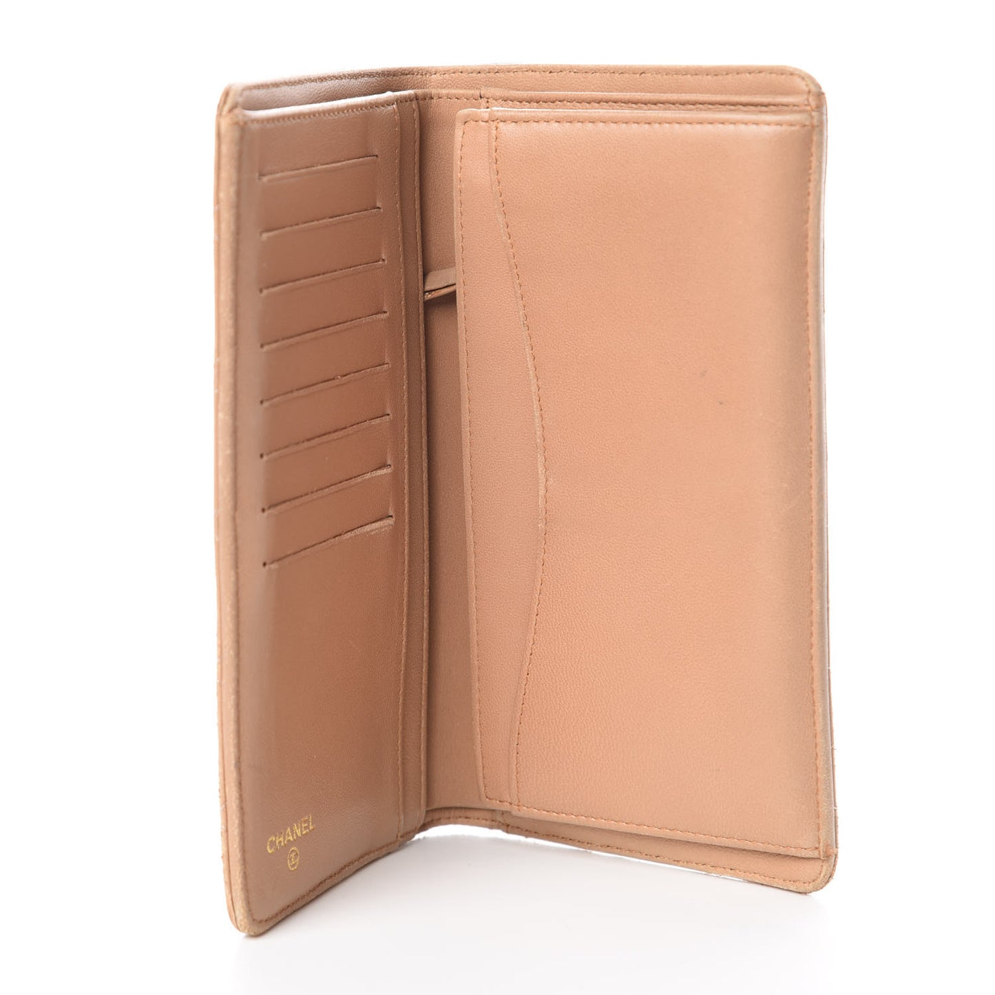Lambskin Quilted Yen Wallet Beige