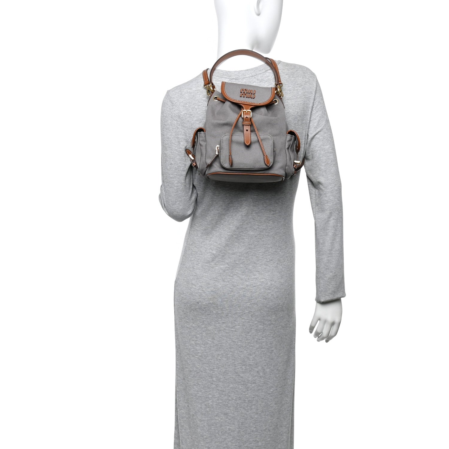 Miu Miu Canapa Soft Calfskin Mini Backpack Aluminum Brandy 2 of 10