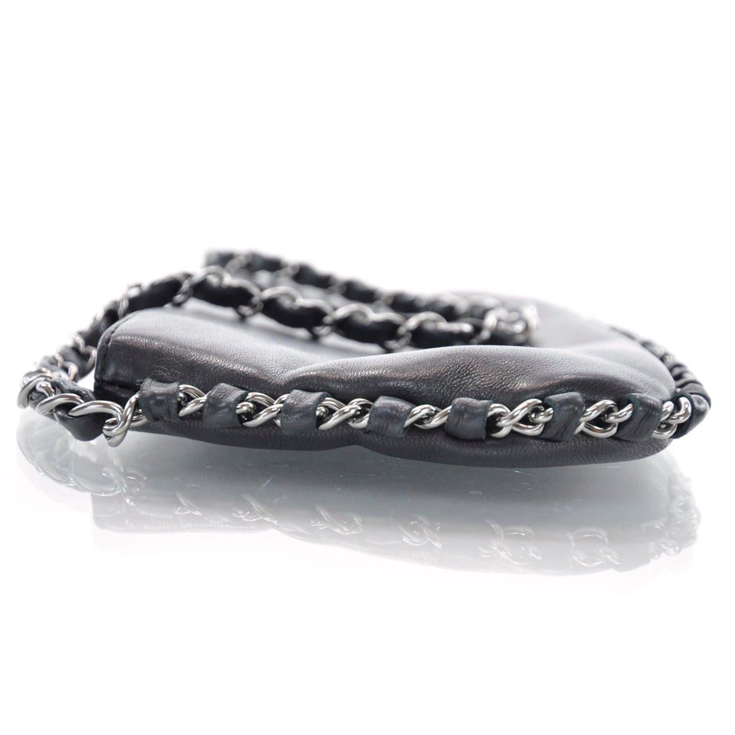 Leather Chain Pochette Black