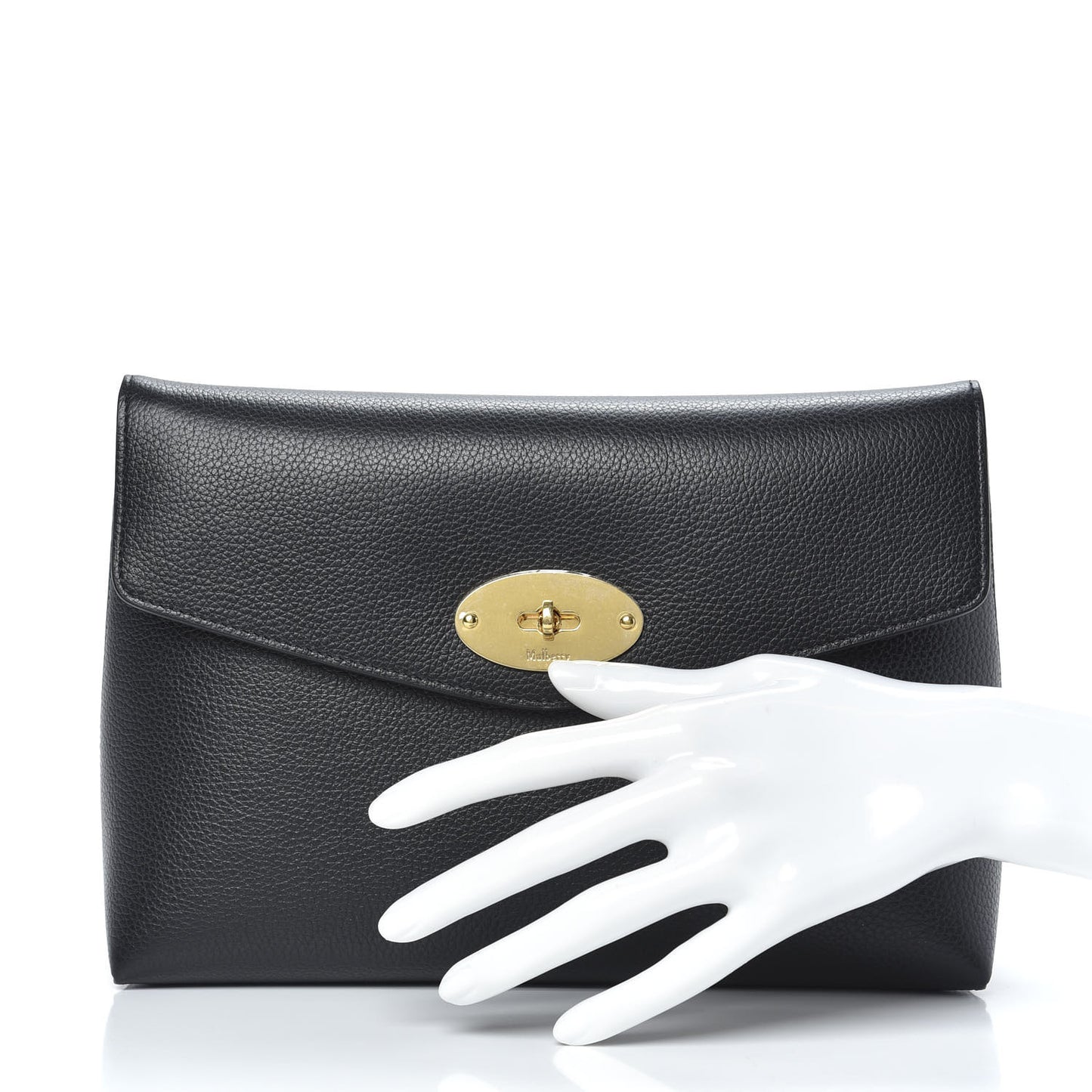 Classic Grain Calfskin Large Darley Cosmetic Pouch Black