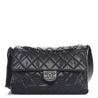 Chanel Glazed Caviar Quilted Stretch Spirit Messenger Bag Blue 1 of 16