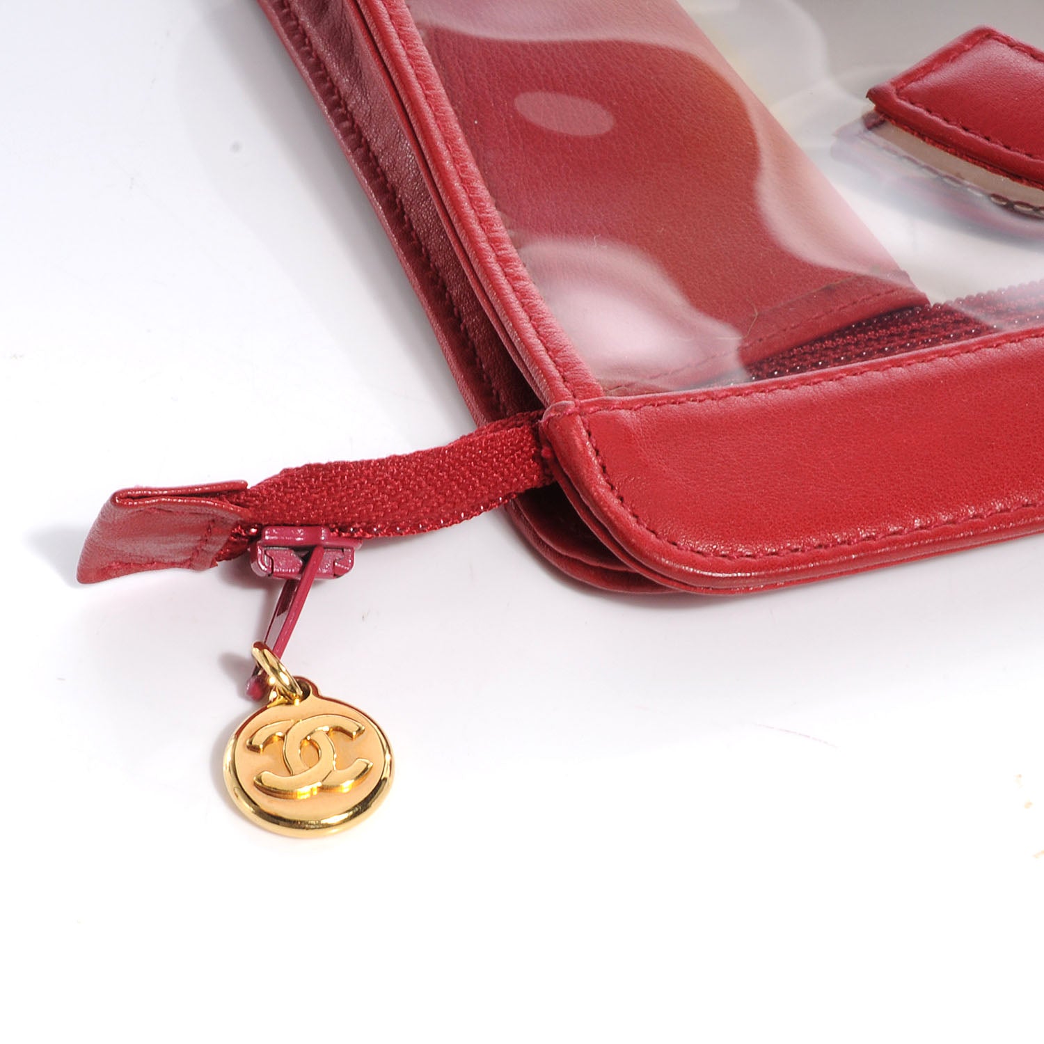 Chanel Vinyl CC Logo Cosmetic Pouch Red 5 of 9